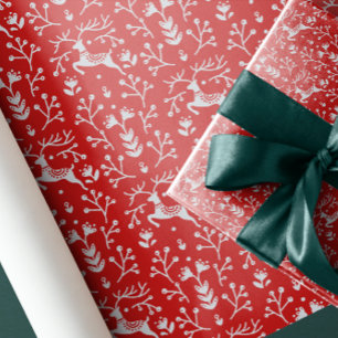 Papel De Regalo Artistas y ramas nórdicas de arte folclórico Red R