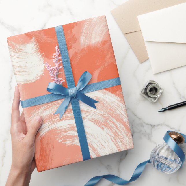 Papel De Regalo Artistic Brush Stroke Coral Peach Abstract Pattern (Regalar)