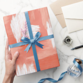 Papel De Regalo Artistic Brush Stroke Coral Peach Abstract Pattern