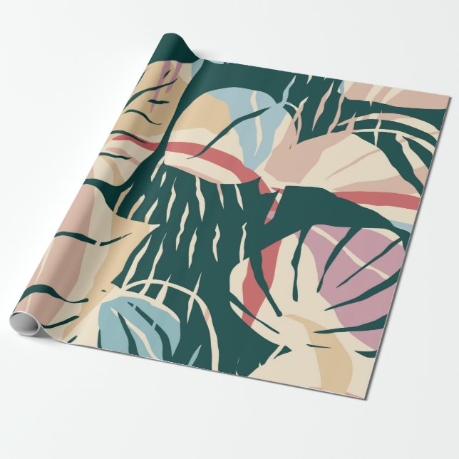 Papel De Regalo Artistic seamless pattern with abstract leaves. Mo (Desenrollado)