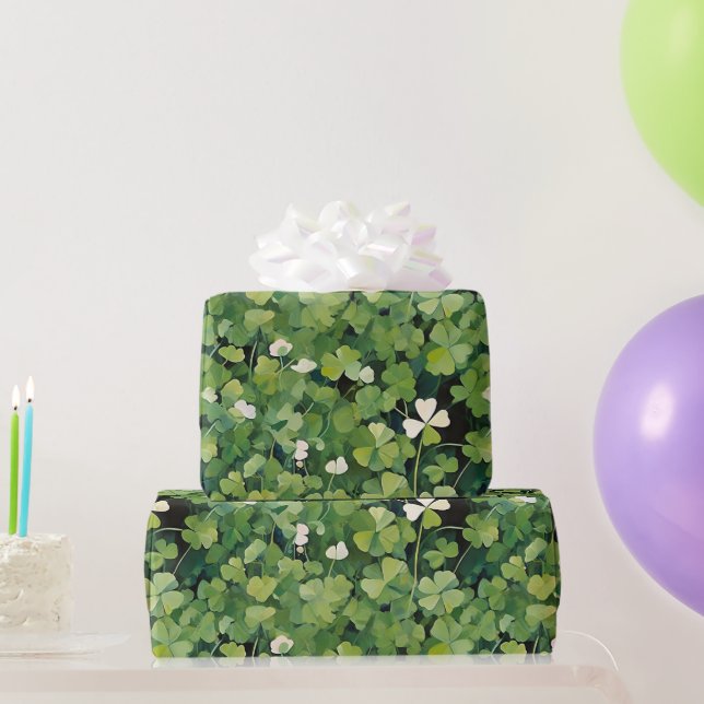 Papel De Regalo Artsy Green Lucky Clover St. Patrick (Regalos de fiesta)