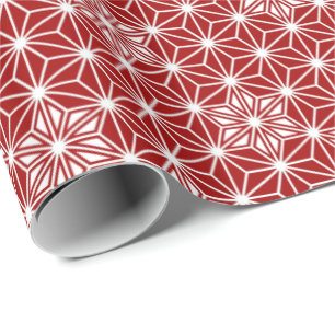 Papel De Regalo Asanoha japonés o patrón de estrella, rojo oscuro