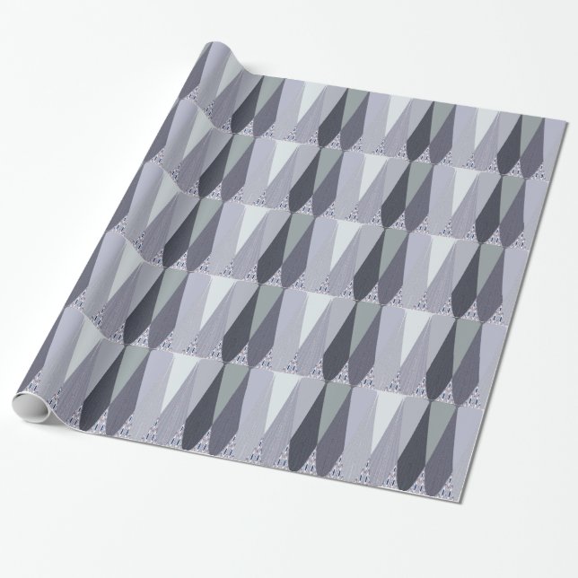 Papel De Regalo Ash Gray Chevron Dots Art Print (Desenrollado)