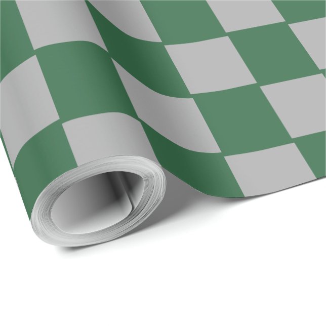 Papel De Regalo Asistente de verificación verde y gris (Esquina del rollo)