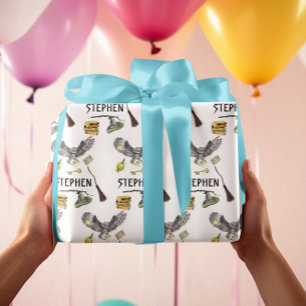 Papel De Regalo Asistente Mágico Escuela de Brujas Búho Personaliz