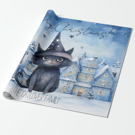 Papel De Regalo Asistente mágico Navidades de acuarela de gatos
