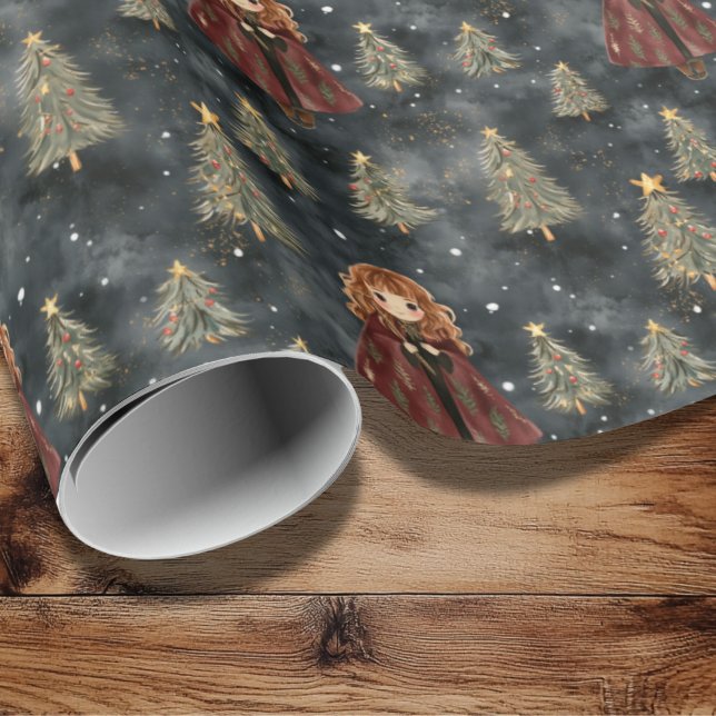 Papel De Regalo Asistente mágico Navidades escolares envolver pape (Wizard School Christmas Gift Wrap )