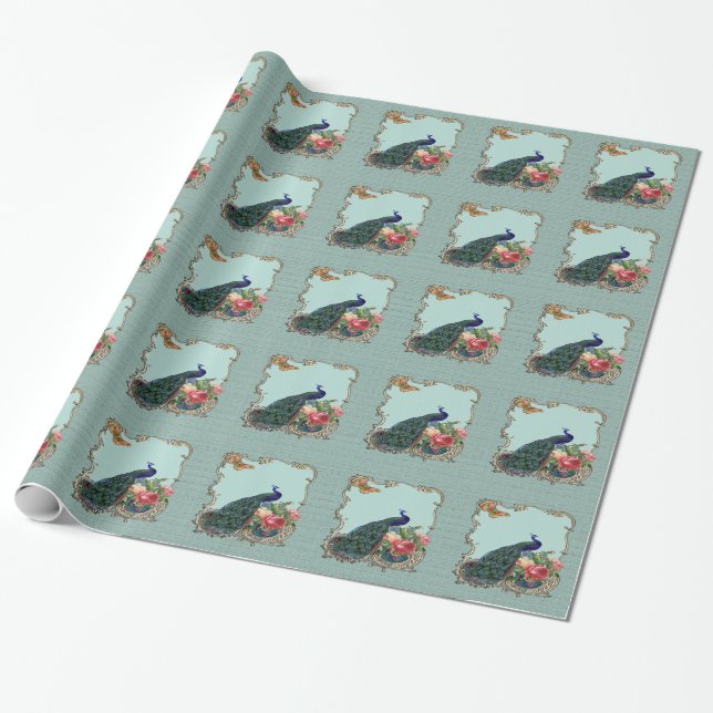 Papel De Regalo Asombroso pavo real azul/verde de calidad - envolt (Desenrollado)