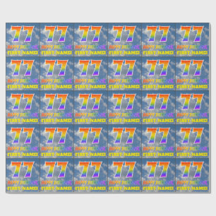 Papel De Regalo Aspecto arcoiris "77" y "FELIZ CUMPLEAÑOS", nubes,