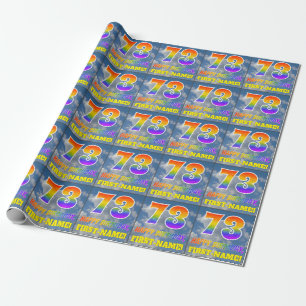 Papel De Regalo Aspecto de arcoíris "73" y "FELIZ CUMPLEAÑOS", Nub