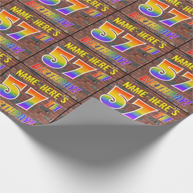 Papel De Regalo Aspecto de Arcoíris con Grafitis ¡CUMPLEAÑOS 57! & (Esquina)
