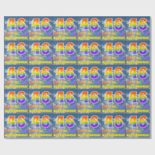 Papel De Regalo Aspecto del arcoiris "46" y "FELIZ CUMPLEAÑOS", nu