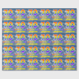 Papel De Regalo Aspecto del arcoiris "70" y "FELIZ CUMPLEAÑOS", nu