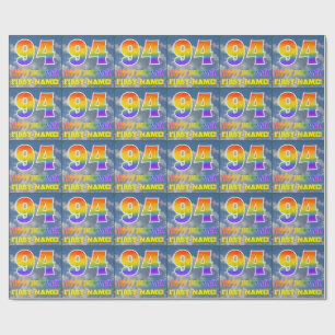 Papel De Regalo Aspecto del arcoiris "94" y "FELIZ CUMPLEAÑOS", nu