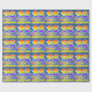 Papel De Regalo Aspecto del arcoiris "98" y "FELIZ CUMPLEAÑOS", nu