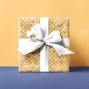 Papel De Regalo Aspecto metálico dorado escamas de sirena