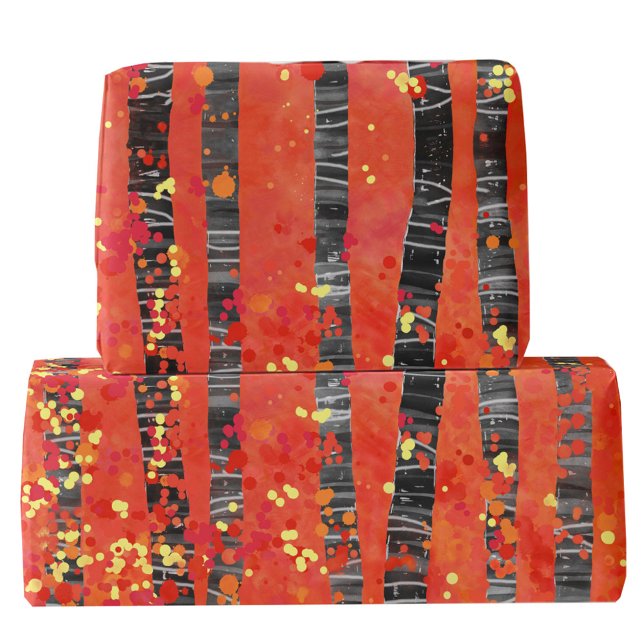 Papel De Regalo Aspen Birch Tree Forest Pattern (Birch tree forest aspen woodland red pattern gift wrapping paper )