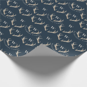 Papel De Regalo Astas gris pizarra y del oro y navidad del