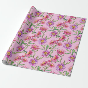Papel De Regalo Aster Birday Flower of September Watercolor