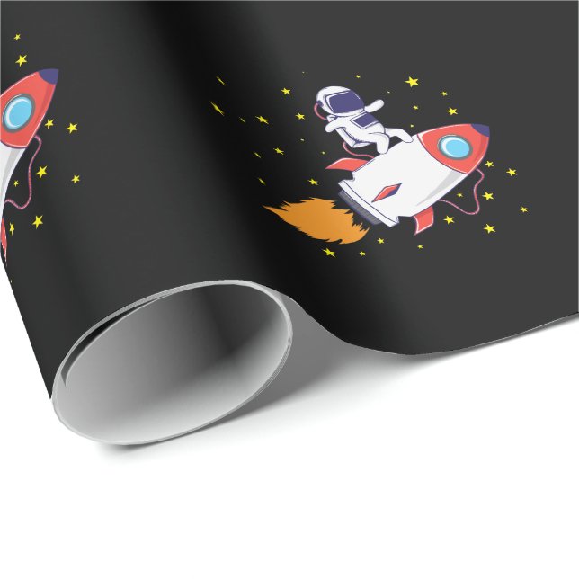 Papel De Regalo Astronaut auf Rakete (Esquina del rollo)
