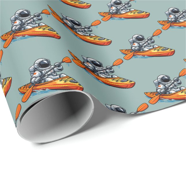 Papel De Regalo . Astronaut en kayak (Esquina del rollo)