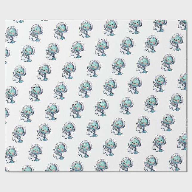 Papel De Regalo Astronauta Bebé Dinosaurio (Superficie plana)