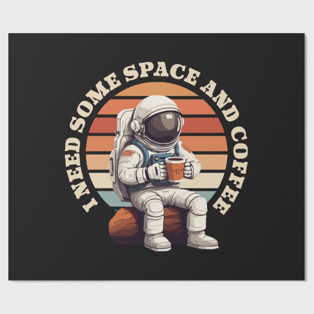 Papel De Regalo Astronauta bebiendo café (Superficie plana)