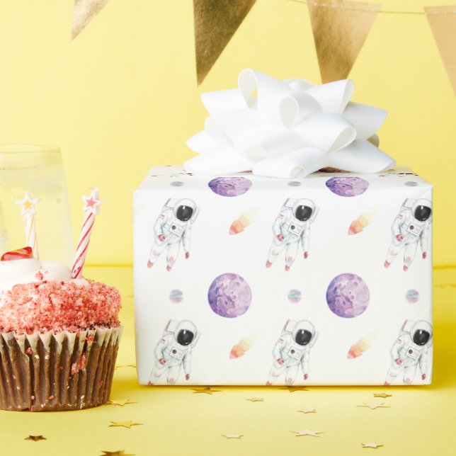 Papel De Regalo Astronauta de la galaxia del espacio acuático (Fiesta de cumpleaños )
