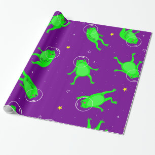 Papel De Regalo astronauta divertido ranas espacio púrpura