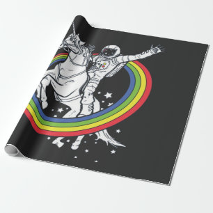 Papel De Regalo Astronauta montando un unicornio