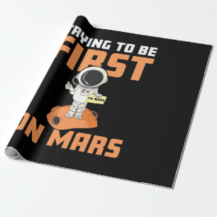 Papel De Regalo Astronauta Tratando De Ser El Primero En Marte