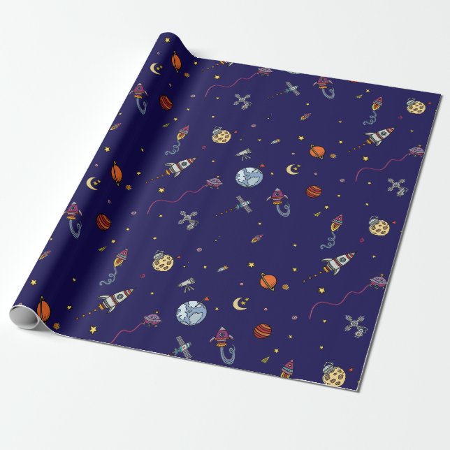 Papel De Regalo Astronauta y luna (Desenrollado)
