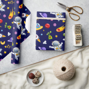 Papel de Regalo Astronautas Alienígenas del Espaci