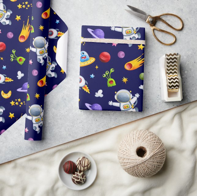 Papel de Regalo Astronautas Alienígenas del Espaci (Artesanía)