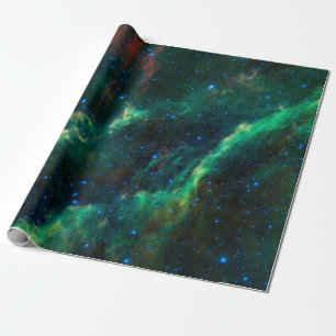 Papel De Regalo Astronomía de la estrella de nebula Space Green C