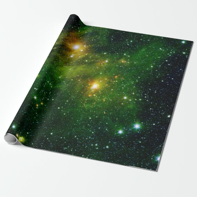Papel De Regalo Astronomía del Cielo Verde NASA (Desenrollado)
