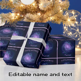 Papel De Regalo Astronomía Nombre y texto personalizado de PinWhee