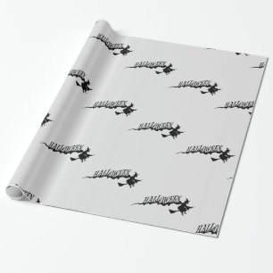 Papel De Regalo Asustada Bruja viajando en la sala Halloween Thund