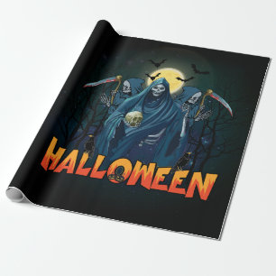 Papel De Regalo Asustada Noche de Skeleton Halloween, mi estado de