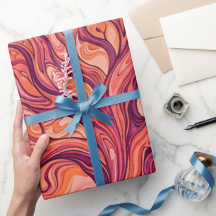 Papel de regalo atardecer árbol de la vida abstrac