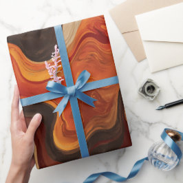 Papel De Regalo Atardecer bohemio naranja óxido flujo patrón abstr