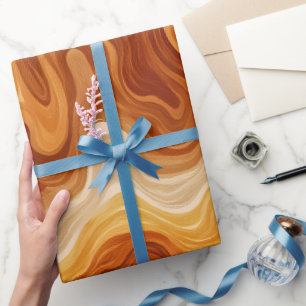Papel De Regalo Atardecer bohemio naranja óxido flujo patrón abstr