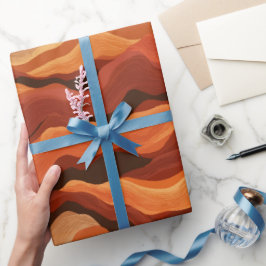 Papel De Regalo Atardecer bohemio naranja óxido flujo patrón abstr