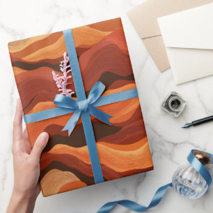 Papel De Regalo Atardecer bohemio naranja óxido flujo patrón abstr