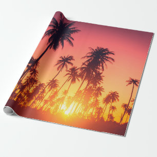 Papel De Regalo Atardecer de árboles tropicales