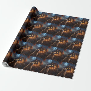 Papel De Regalo Aterrador de Golden Retriever Halloween