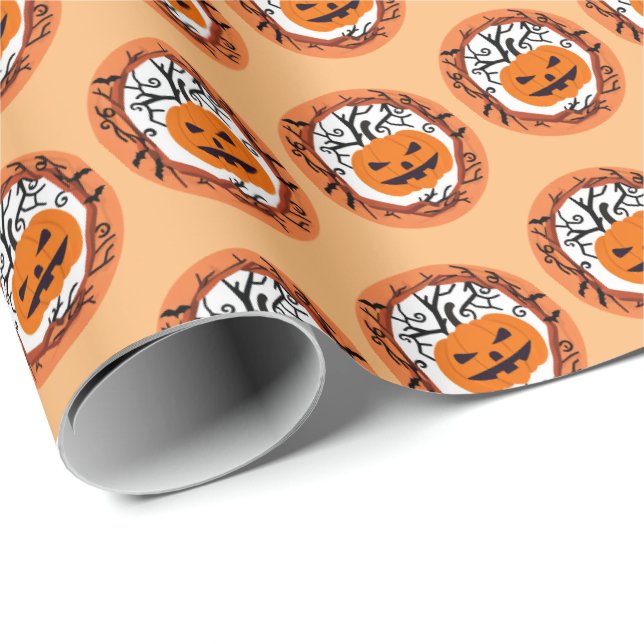 Papel De Regalo Aterrador juego de regalos de calabaza Halloween (Esquina del rollo)