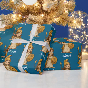 Papel De Regalo Athena de dibujos animados adorable – Personalizad