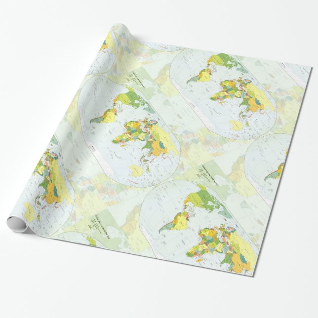 Papel De Regalo Atlas del País del Mapa Mundial (Desenrollado)