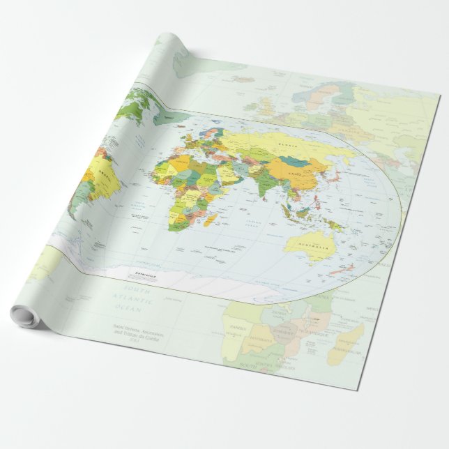 Papel De Regalo Atlas del País del Mapa Mundial (Desenrollado)